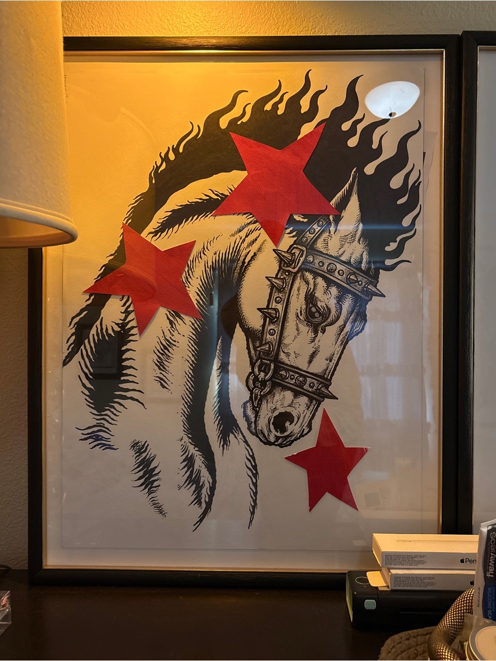 Framed Black & Red Horse Wall Art by